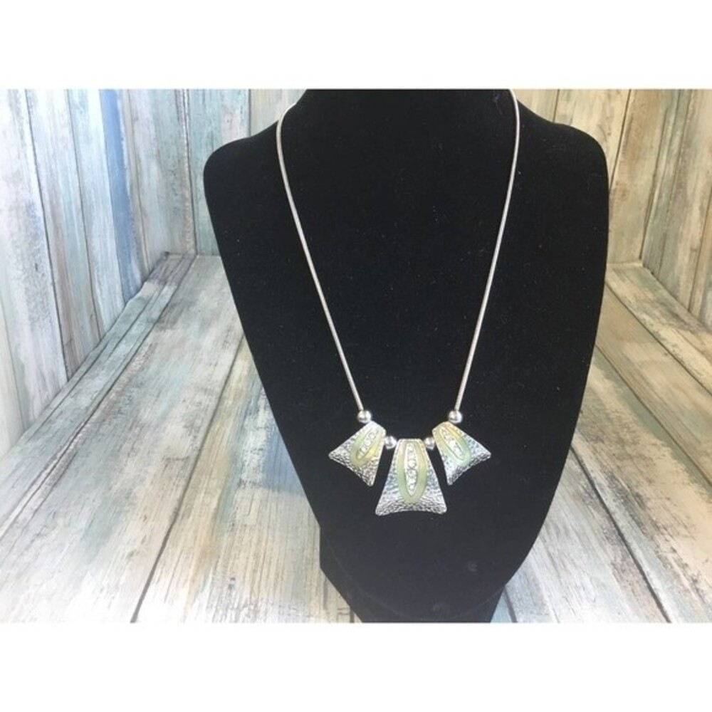 Silver and Green Necklace